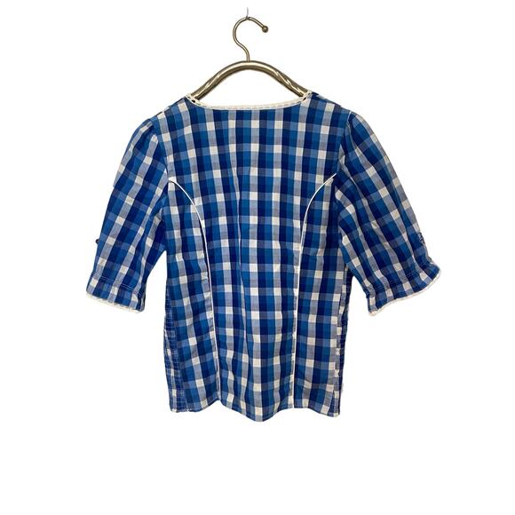 Lekra Country Life Square Dance Blue Gingham Blouse Shirt 40 L - Picture 5 of 5